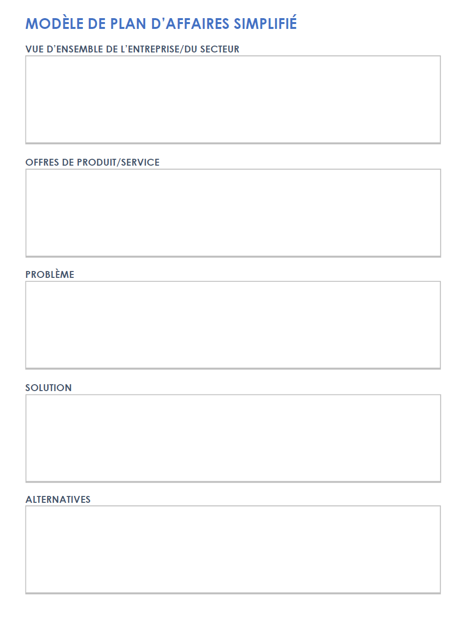 Plan d'affaires simplifié