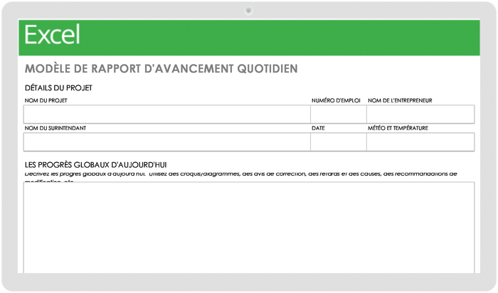 Rapport quotidien sur l'avancement du projet