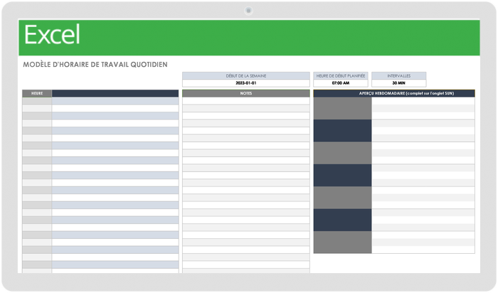 Horaire de travail quotidien