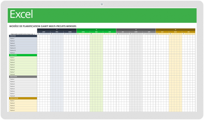 Gantt mensuel multi-projets