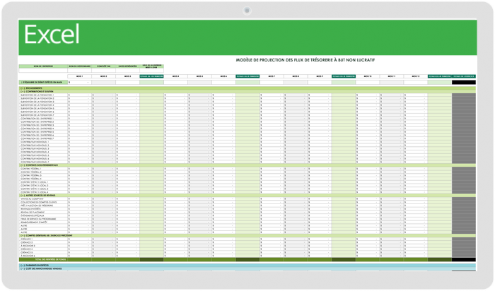 Modèle de projection des flux de trésorerie à but non lucratif