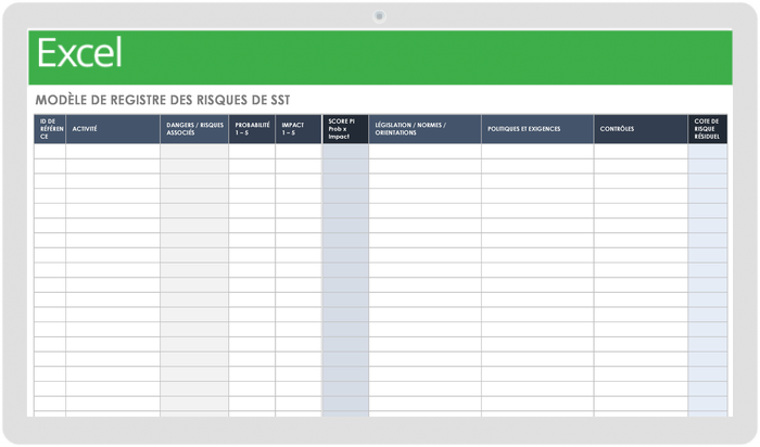  Modèle de registre des risques SST