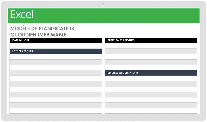 Agenda quotidien imprimable