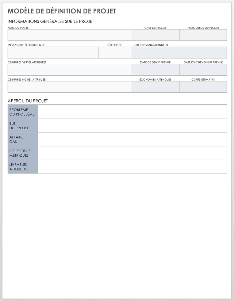  Modèle de définition de projet