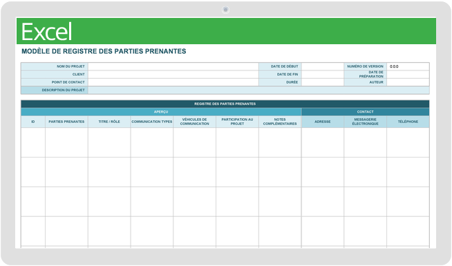 Registre des parties prenantes