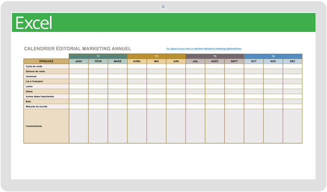 Calendrier éditorial marketing